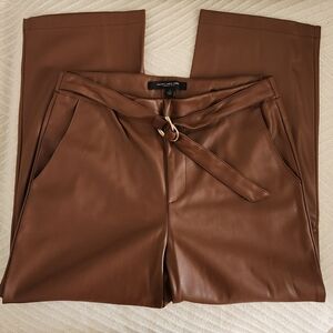 Andrew Marc Brown Faux Leather Pants with Belt